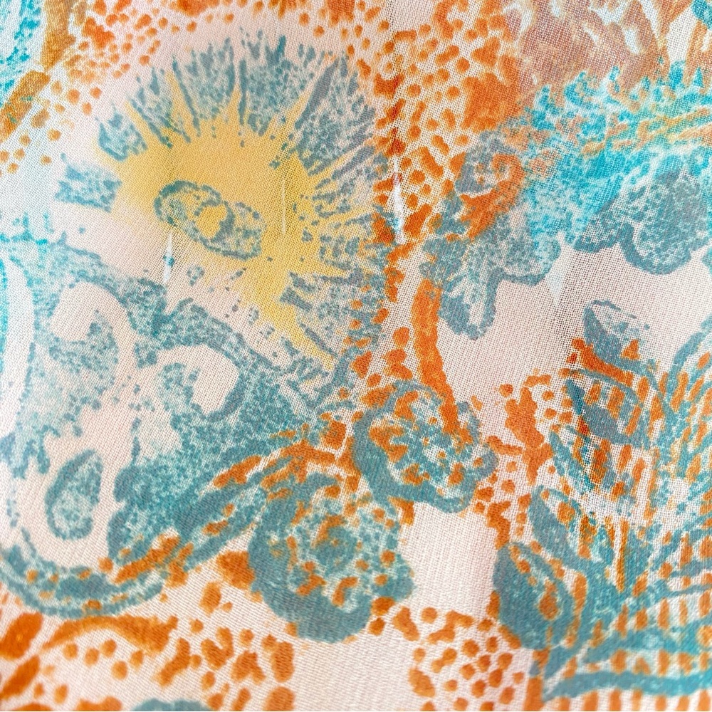 DRIES VAN NOTEN teal green brown white print silk waist tie swim coverup skirt - Picture 6 of 8